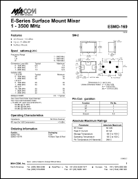 ESMD-169 datasheet: 1-3500 MHz, surface mount mixer, RF power 50mW ESMD-169