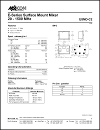 ESMD-C2 datasheet: 20-1500 MHz, surface mount mixer, RF power 50mW ESMD-C2