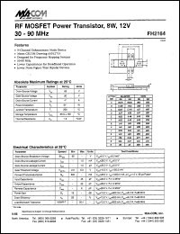 FH2164 datasheet: 30-90 MHz, RF MOSFET power transformer, 8W, 12V FH2164