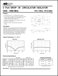 FR11-0004 datasheet: 1930-1990 MHz,3-port DROP-IN circulator FR11-0004