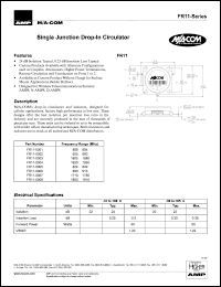 FR11-0007 datasheet: 1710-1785 MHz,single junction DROP-IN circulator FR11-0007