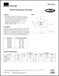 FR41-0006 datasheet: 8801-915 MHz,small profile DROP-IN circulator FR41-0006