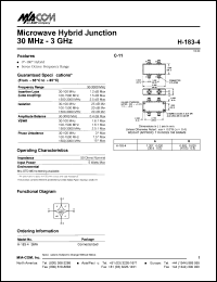 H-183-4SMA datasheet: 30 MHz-3GHz,microwave hybrid lunction H-183-4SMA