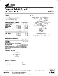 HH-128 datasheet: 20-2000 MHz, flatpack hybrid lunction HH-128