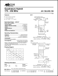 JH-136 datasheet: 175-350 MHz,  quadrature hybrid JH-136