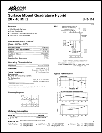 JHS-114 datasheet: 20-40 MHz, surface mount quadrature hybrid JHS-114