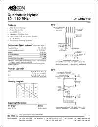 JHS-119 datasheet: 80-160 MHz,  quadrature hybrid JHS-119