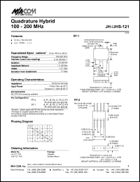 JHS-121 datasheet: 100-200 MHz,  quadrature hybrid JHS-121
