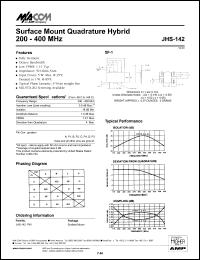 JHS-142 datasheet: 200-400 MHz, surface mount quadrature hybrid JHS-142