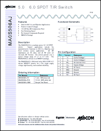 MA0S506AJ-SMB datasheet: 2200-2600 MHz,  5-6 SPDT T/R switch MA0S506AJ-SMB