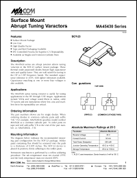 MA45439 datasheet: Surface mount abrupt tuning varactor MA45439