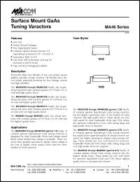 MA46506 datasheet: 30 V, surface mount GaAs 0.5 abrupt tuning varactor MA46506