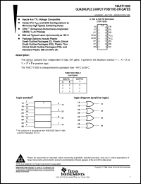 74ACT11032N datasheet:  QUADRUPLE 2-INPUT POSITIVE-OR GATES 74ACT11032N