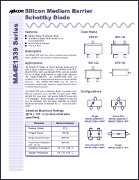 MA4E1339E-1068T datasheet: 20 V, Silicon medium barrier schottky diode MA4E1339E-1068T