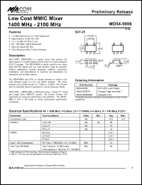 MD54-0006TR datasheet: 1400-2100 MHz, low cost MMIC mixer MD54-0006TR