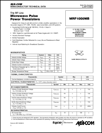 MRF1000MB datasheet: 0.7 W, microwave power transistor NPN silicon MRF1000MB