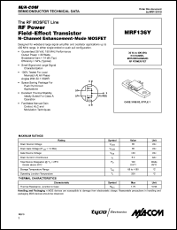 MRF136Y datasheet: 30 W, N-channel MOS broadband  RF power FET MRF136Y