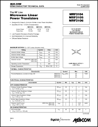 MRF3104 datasheet: 0.5 W, 1550-1650 MHz,microwave linear power  transistor MRF3104