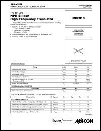 MRF313 datasheet: 1 W, 400 MHz, high-frequency transistor NPN silicon MRF313