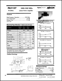 PA1137 datasheet: 2000-2200 MHz,  linear power amplifier PA1137