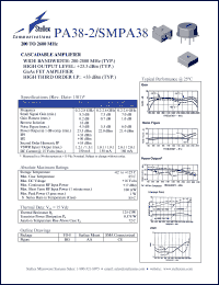 SMPA38-2 datasheet: 200-2600 MHz, cascadable amplifier SMPA38-2