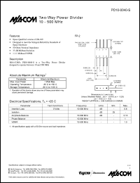 PD10-0040-S datasheet: 10-500 MHz, two-way power divider PD10-0040-S