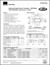 PH1090-550S datasheet: 1030-1090 MHz,550 W, 10 ms pulse,avionic pulsed power transistor PH1090-550S