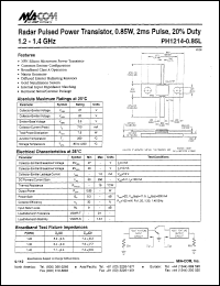 PH1214-0.85L datasheet: 1200-1400 MHz,0.85 W, 2 ms pulse,radar pulsed power transistor PH1214-0.85L