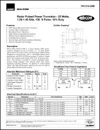 PH1214-25M datasheet: 1200-1400 MHz,25 W, 150 ms pulse,radar pulsed power transistor PH1214-25M