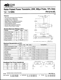 PH1214-25L datasheet: 1200-1400 MHz,25 W, 300 ms pulse,radar pulsed power transistor PH1214-25L