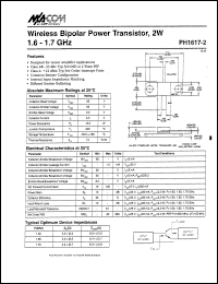 PH1617-2 datasheet: 1600-1700 MHz,2 W,  wireless bipolar power transistor PH1617-2