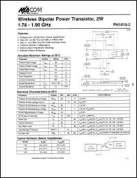 PH1819-2 datasheet: 1780-1900 MHz,2 W,  wireless bipolar power transistor PH1819-2