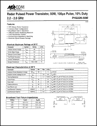 PH2226-50M datasheet: 2200-2600 MHz,50 W,  100 ms pulse, radar pulsed power transistor PH2226-50M