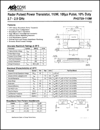 PH2729-110M datasheet: 2700-2900 MHz, 110 W,100 ms, radar pulsed power transistor PH2729-110M