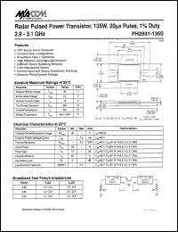 PH2931-135S datasheet: 2900-3100 MHz, 135 W,20 ms, radar pulsed power transistor PH2931-135S