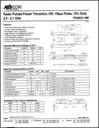 PH2931-5M datasheet: 2900-3100 MHz, 5 W,100 ms, radar pulsed power transistor PH2931-5M