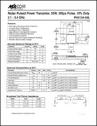 PH3134-55L datasheet: 3100-3400 MHz, 55 W, 300 ms, radar pulsed power transistor PH3134-55L