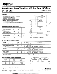 PH3135-90S datasheet: 3100-3500 MHz, 90 W, 2 ms, radar pulsed power transistor PH3135-90S