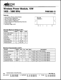 PHM1880-15 datasheet: 1805-1880 MHz, 15 W,  wireless power module PHM1880-15