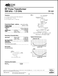 TP-101 datasheet: 500kHz-1.5GHz, RF  pulse transformer TP-101