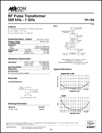 TP-105 datasheet: 500kHz-1GHz, RF  pulse transformer TP-105