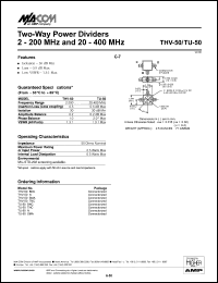 THV-50TNC datasheet: 2-200 MHz, two-way power divider THV-50TNC