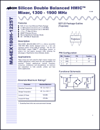 MA4EX180H-1225T datasheet: 1300-1900 MHz, silicon double balanced HMIC mixer MA4EX180H-1225T