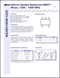 MA4EX180M-1225T datasheet: 1300-1900 MHz, silicon double balanced HMIC mixer MA4EX180M-1225T