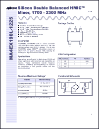 MA4EX190L-1225T datasheet: 1700-2300 MHz, silicon double balanced HMIC mixer MA4EX190L-1225T