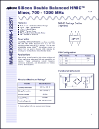 MA4EX950M-1225T datasheet: 700-1200 MHz, silicon double balanced HMIC mixer MA4EX950M-1225T