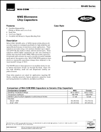 MA4M2005 datasheet: 200 V, MNS microwave chip capacitor MA4M2005