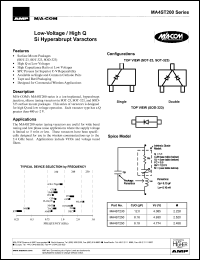 MA4ST230-287 datasheet: 12V, 50 mA, low-voltage/high Q SI hyperabrupt varactor MA4ST230-287