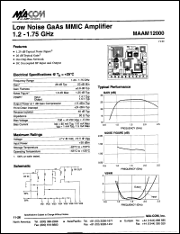 MAAM12000 datasheet: 1.2-1.75 GHz, low noise GaAs MMIC amplifier MAAM12000