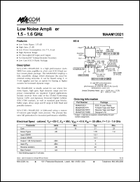 MAAM12021TR datasheet: 1.5-1.6 GHz, low noise amplifier MAAM12021TR